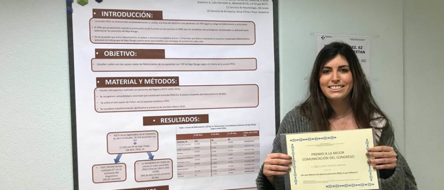 Clara Ortega Michel, residente de Neumología, obtiene el premio a la mejor comunicación